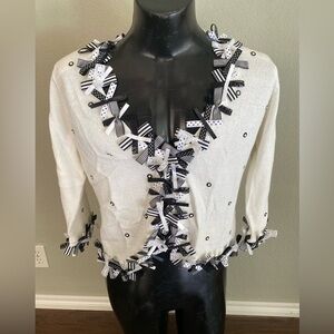 Design Options by Philip & Jane Gordon Bow Tie Cardigan Sweater Medium NWT $138